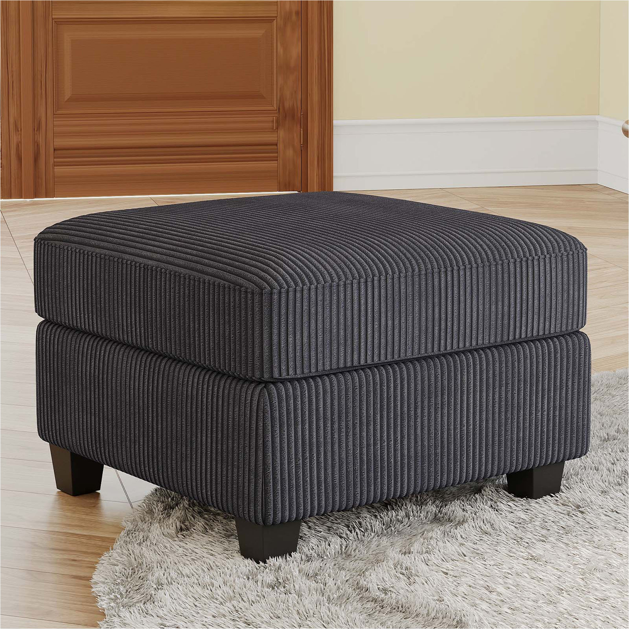 Ebern Designs Corduroy Ottoman & Reviews | Wayfair